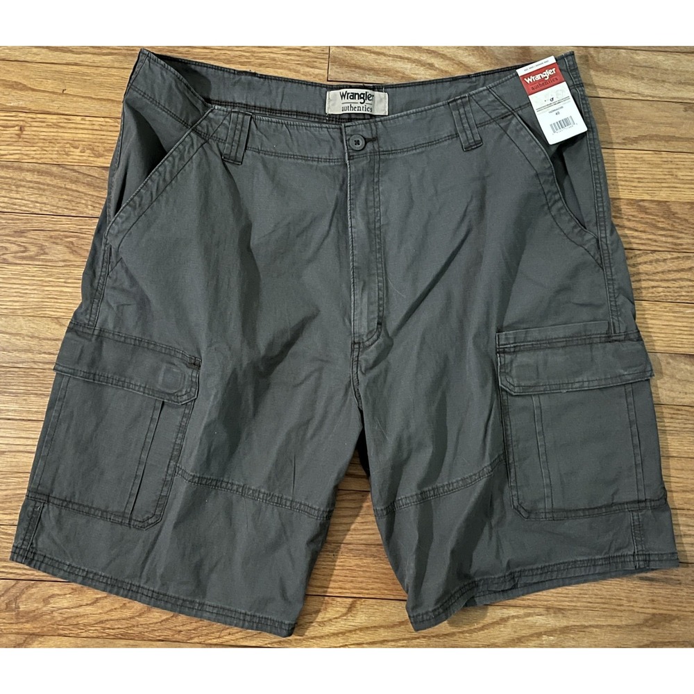 Wrangler Authentics Mens Lightweight Stretch Cargo Shorts Gray 40 10ZM6ACOD